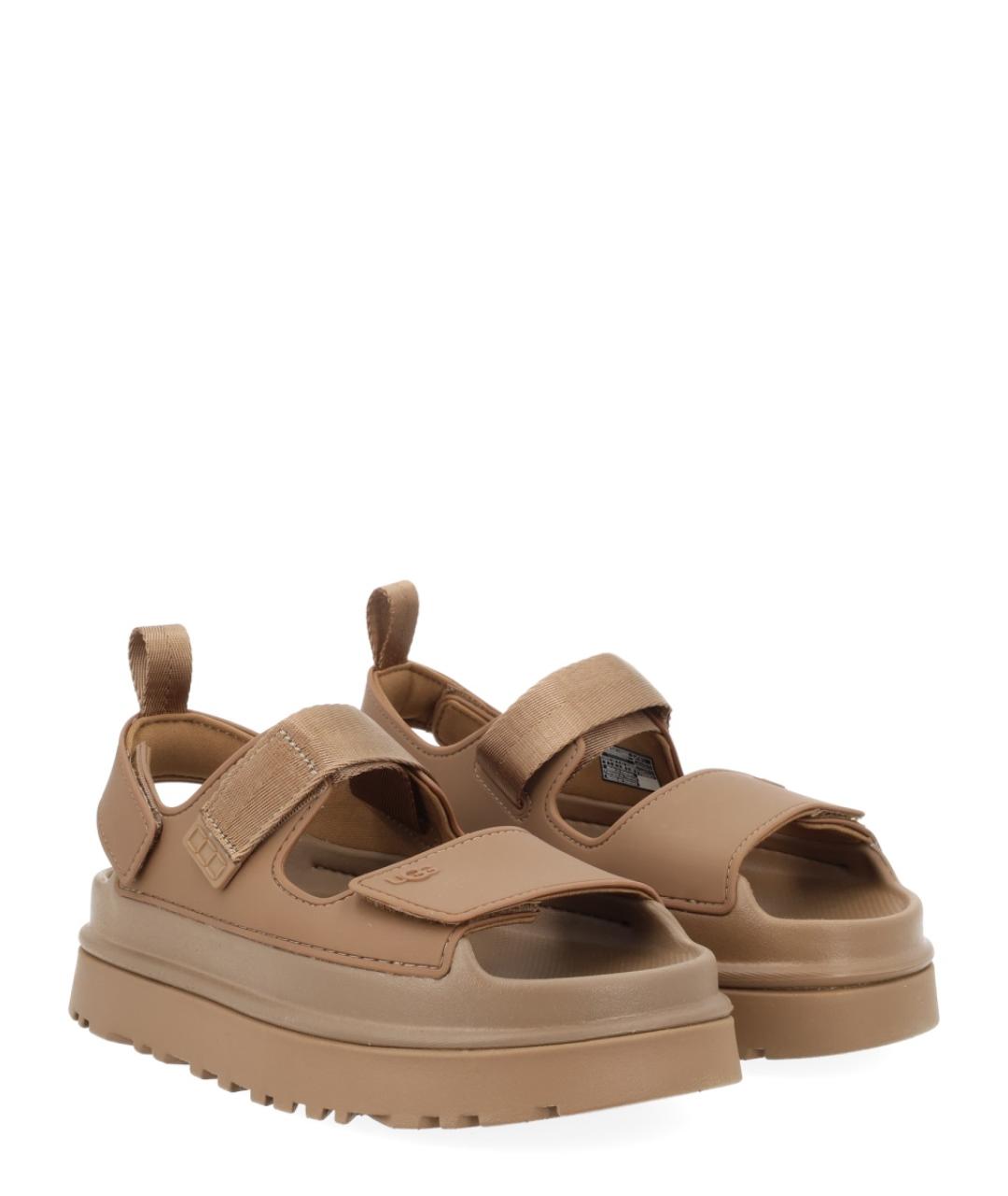 UGG AUSTRALIA Коричневые текстильные босоножки, фото 2