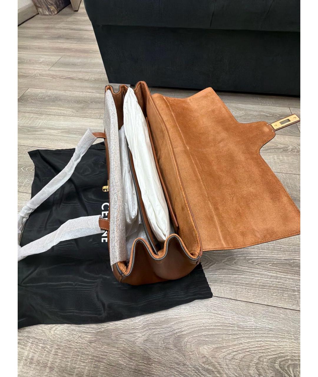 CELINE Коричневая кожаная сумка тоут, фото 4