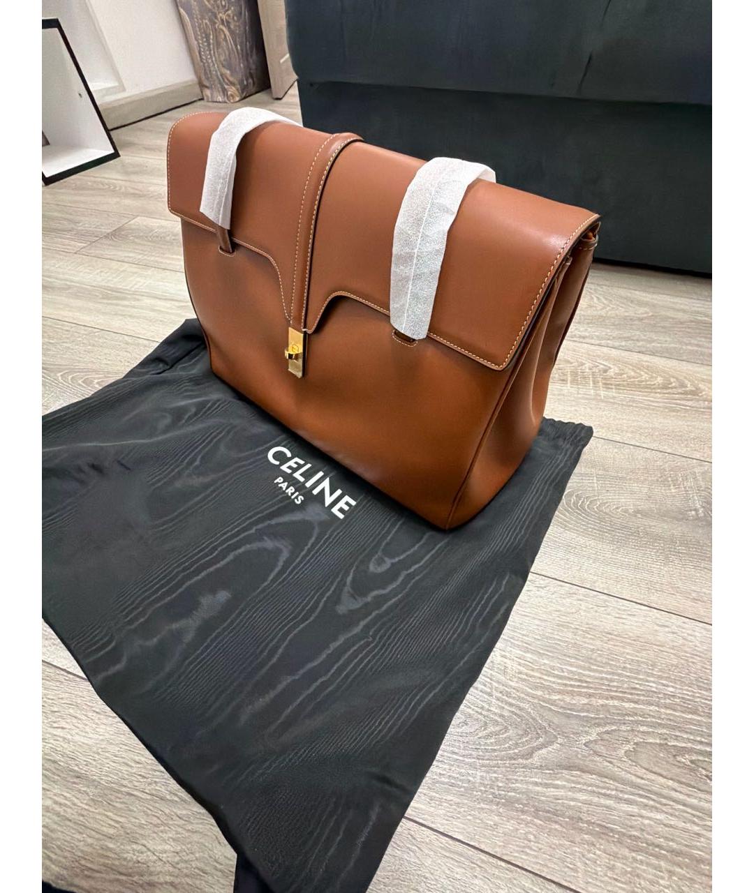 CELINE Коричневая кожаная сумка тоут, фото 2