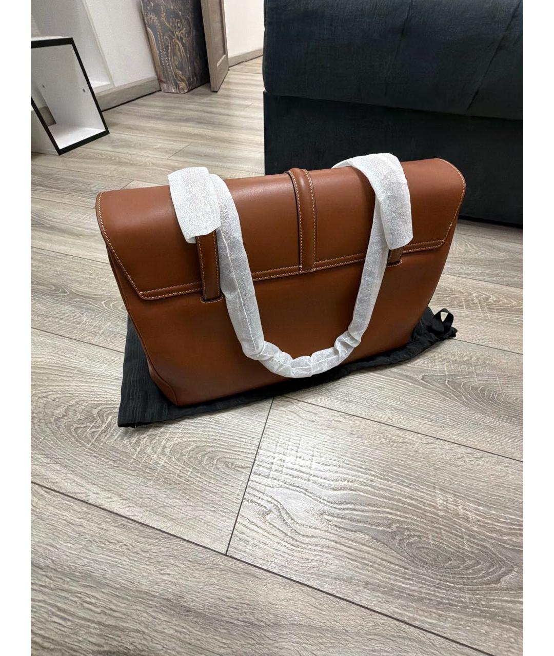 CELINE Коричневая кожаная сумка тоут, фото 3