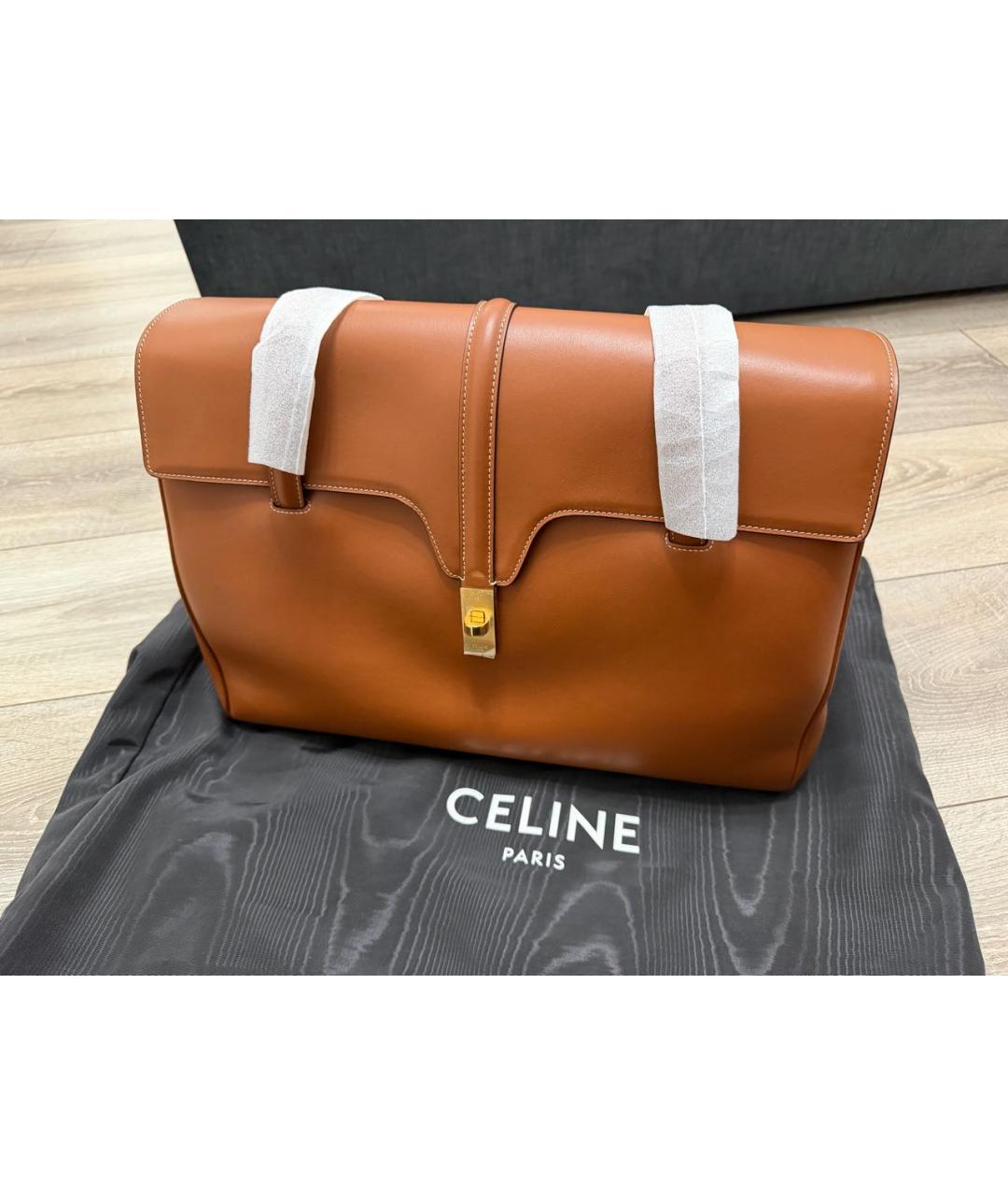 CELINE Коричневая кожаная сумка тоут, фото 5