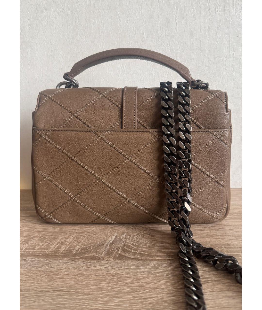 SAINT LAURENT Коричневая кожаная сумка через плечо, фото 2