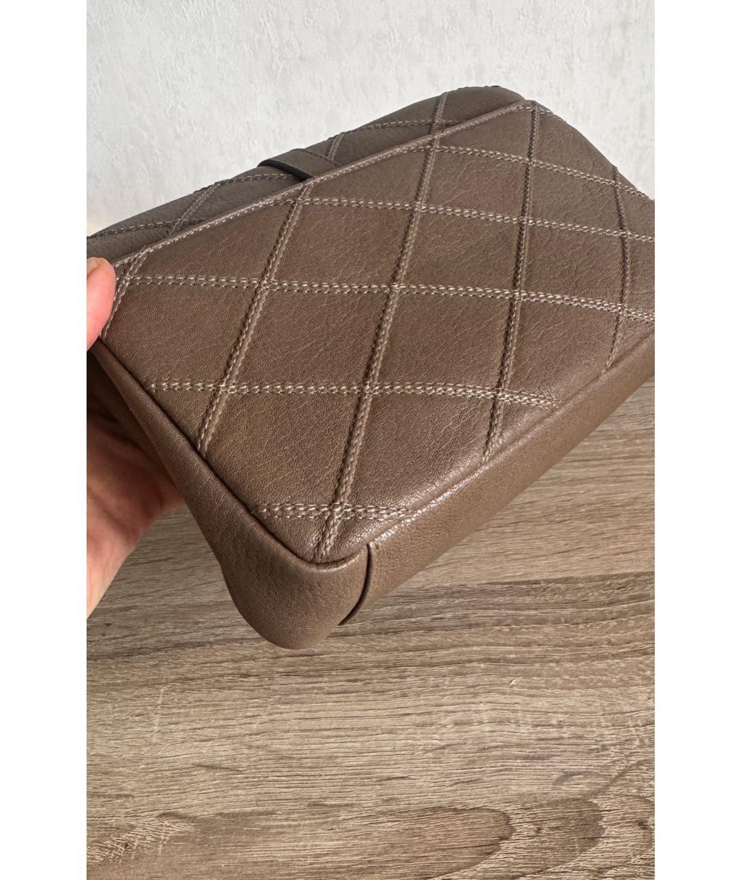 SAINT LAURENT Коричневая кожаная сумка через плечо, фото 4