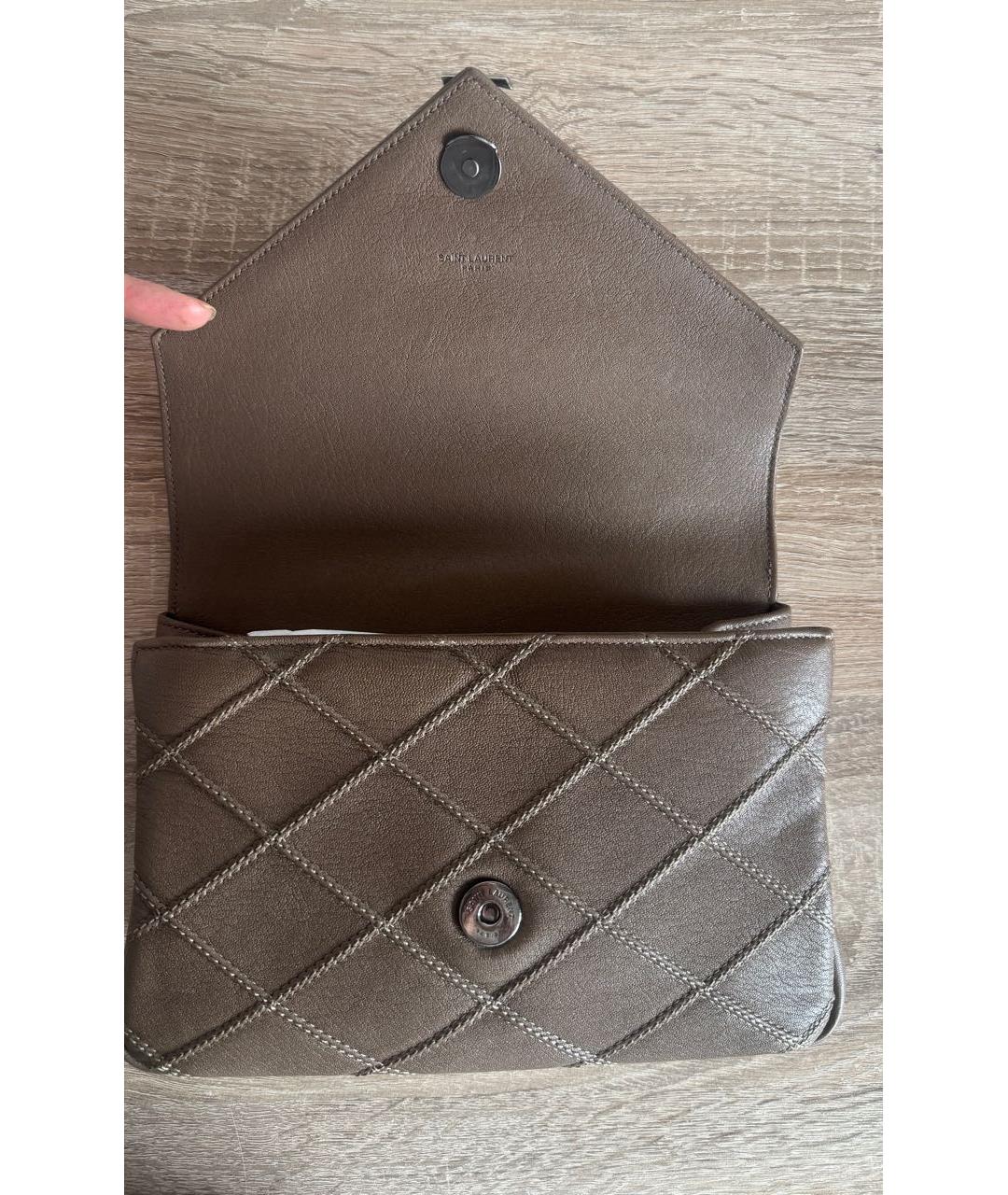 SAINT LAURENT Коричневая кожаная сумка через плечо, фото 7