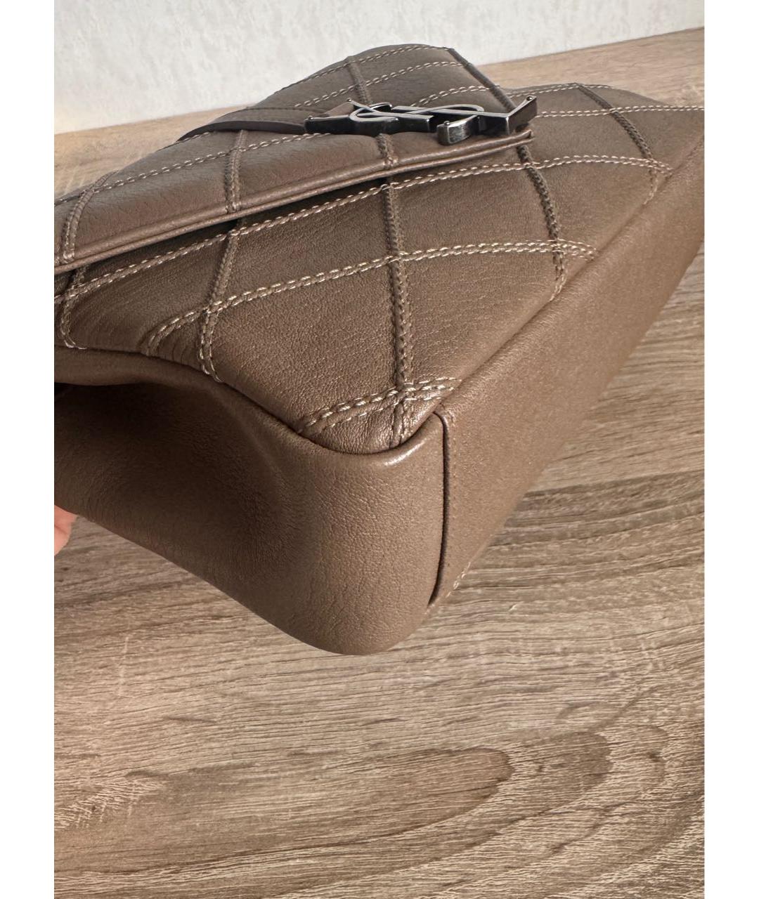 SAINT LAURENT Коричневая кожаная сумка через плечо, фото 5