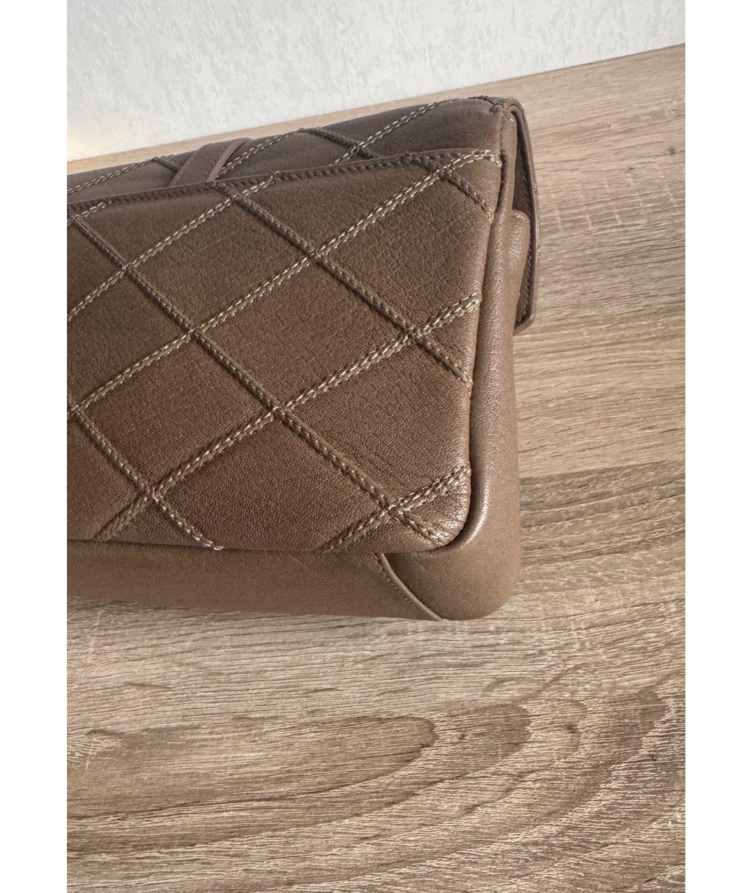 SAINT LAURENT Коричневая кожаная сумка через плечо, фото 3