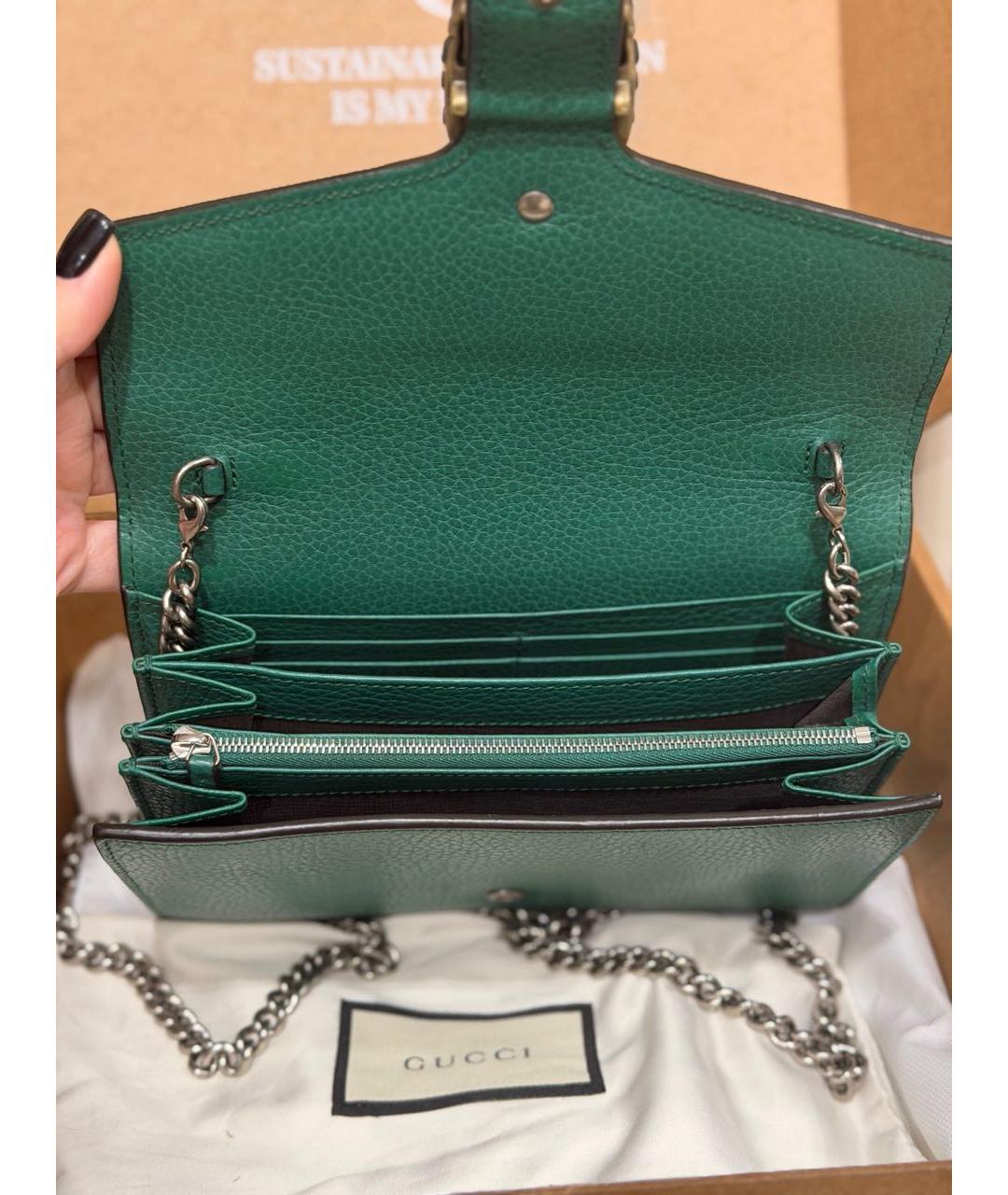 GUCCI Зеленая кожаная сумка через плечо, фото 3