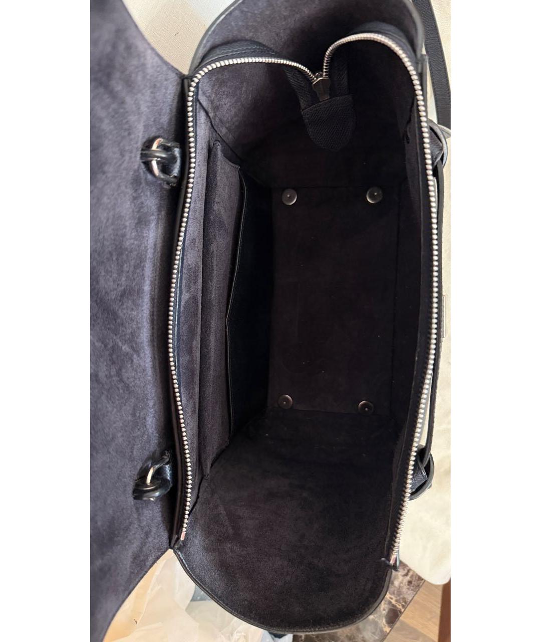 CELINE Темно-синяя кожаная сумка с короткими ручками, фото 4