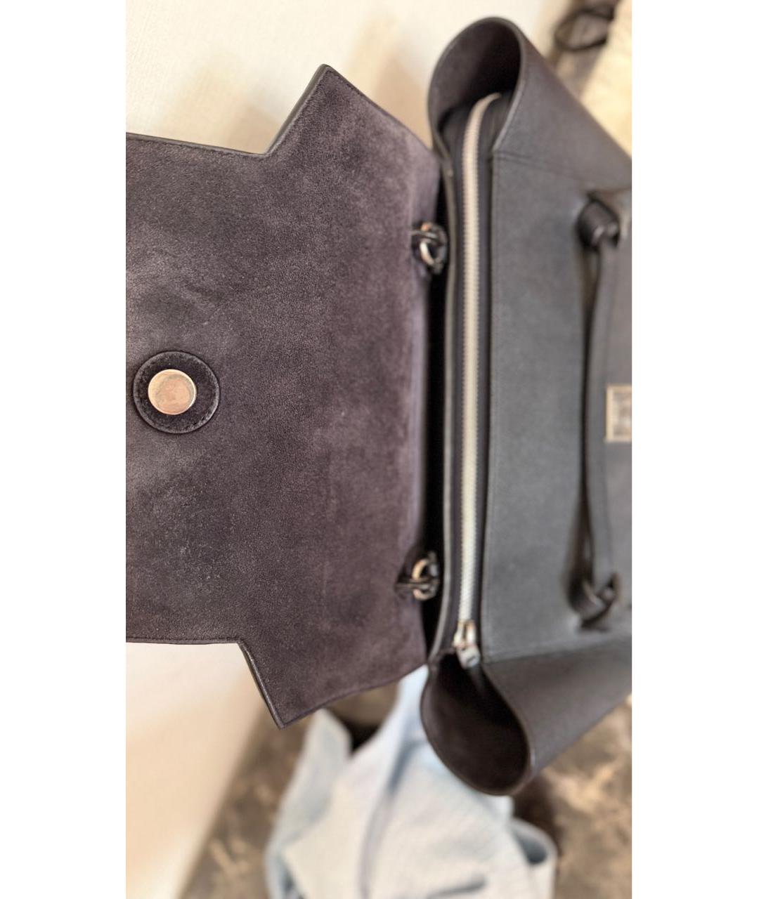 CELINE Темно-синяя кожаная сумка с короткими ручками, фото 7