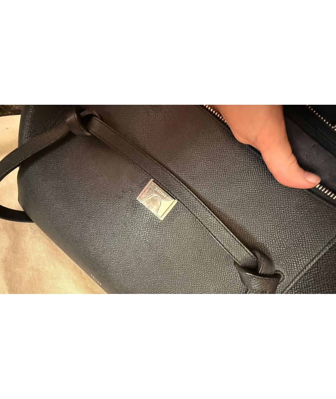 CELINE Темно-синяя кожаная сумка с короткими ручками, фото 5