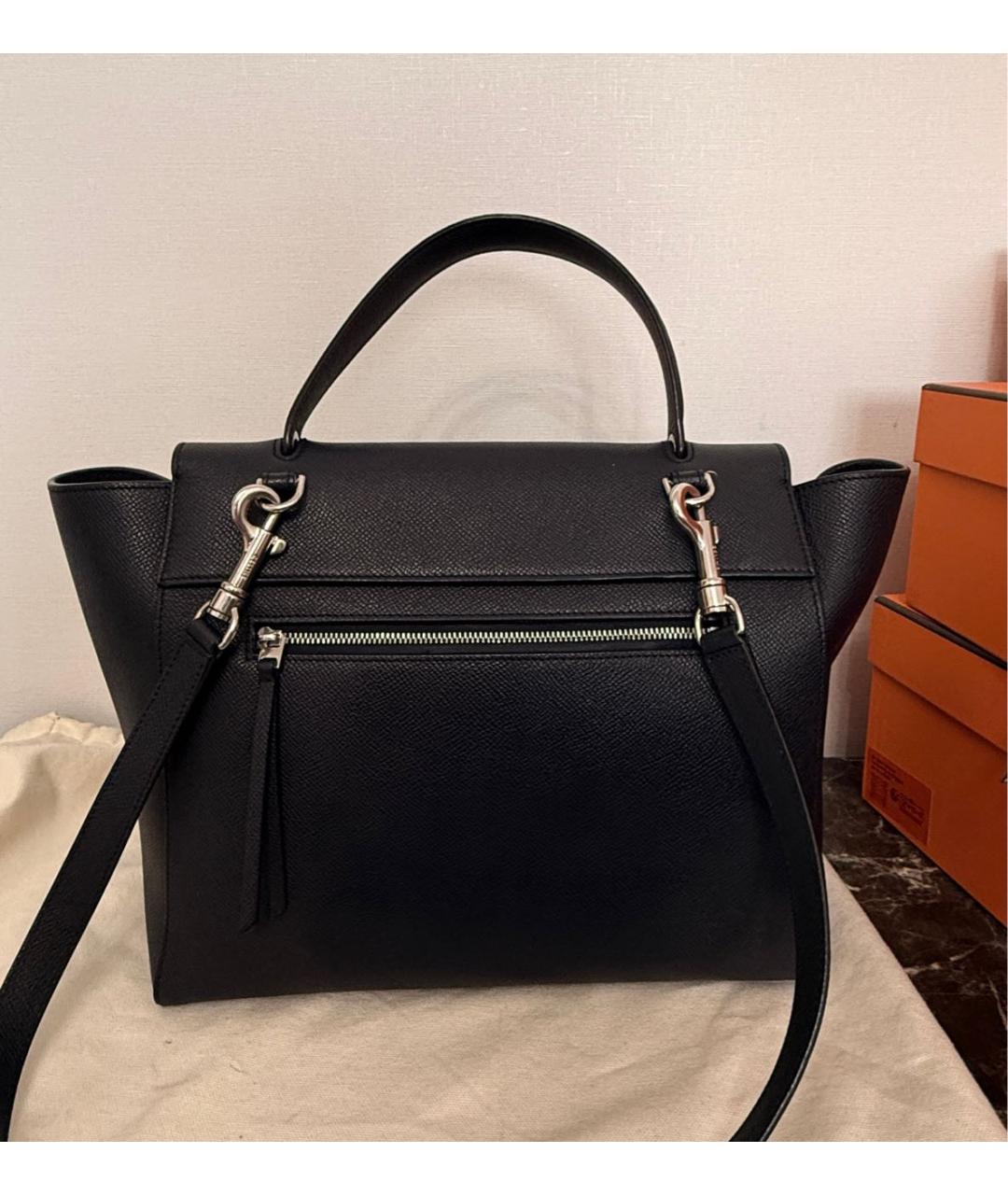 CELINE Темно-синяя кожаная сумка с короткими ручками, фото 3