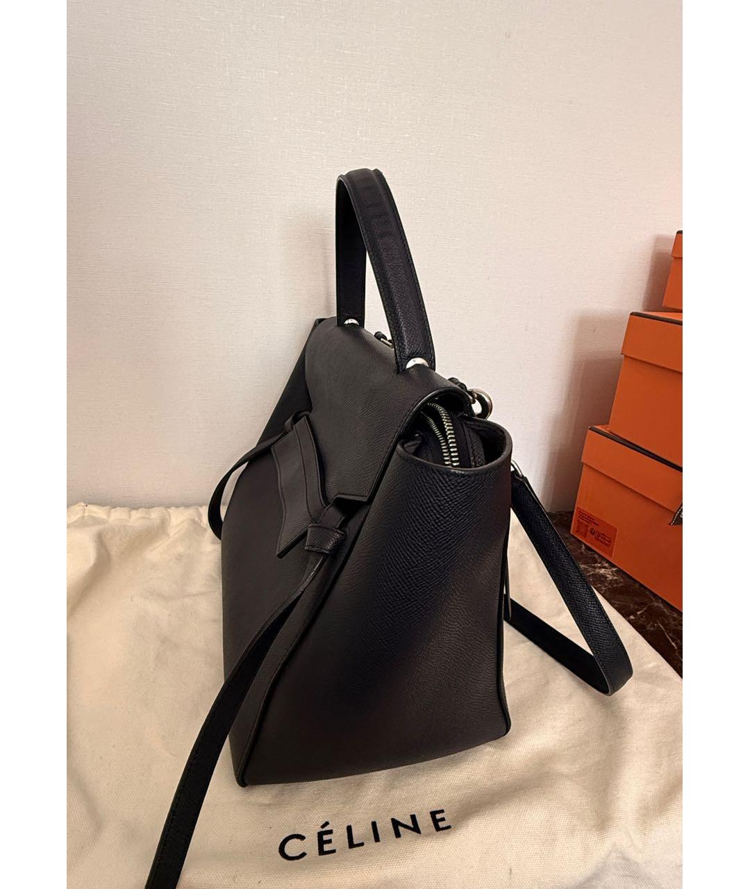 CELINE Темно-синяя кожаная сумка с короткими ручками, фото 2