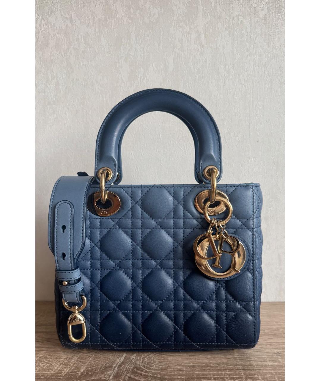 CHRISTIAN DIOR Синяя кожаная сумка с короткими ручками, фото 9