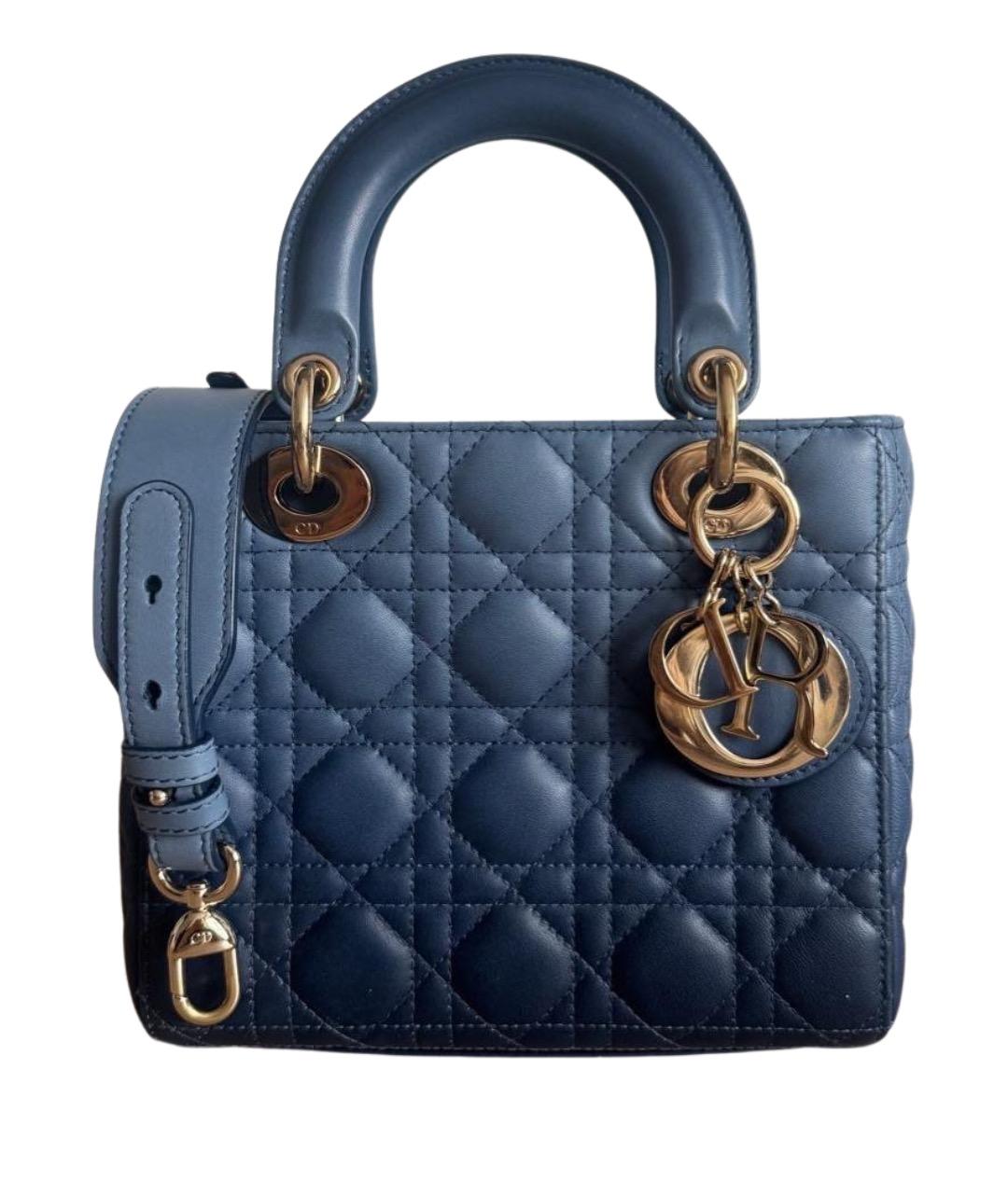 CHRISTIAN DIOR Синяя кожаная сумка с короткими ручками, фото 1