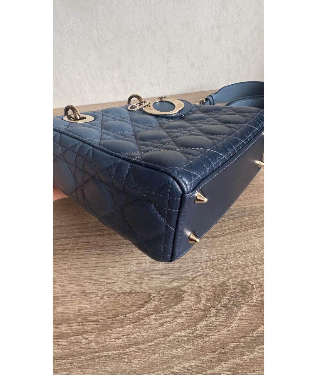 CHRISTIAN DIOR Синяя кожаная сумка с короткими ручками, фото 3