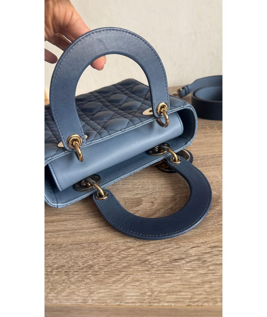CHRISTIAN DIOR Синяя кожаная сумка с короткими ручками, фото 7