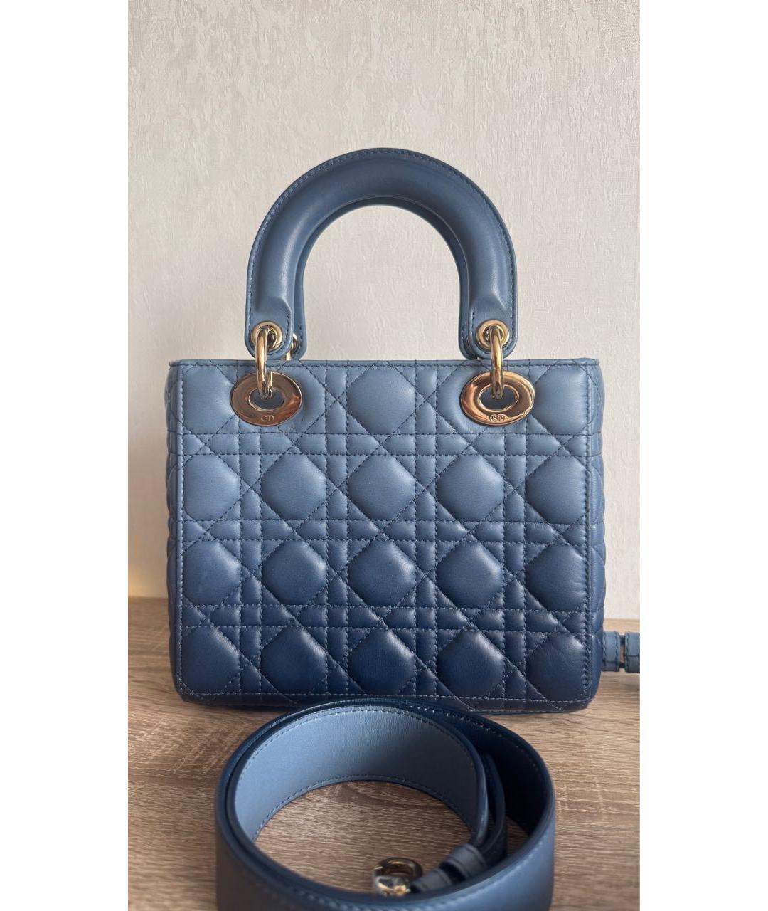 CHRISTIAN DIOR Синяя кожаная сумка с короткими ручками, фото 2