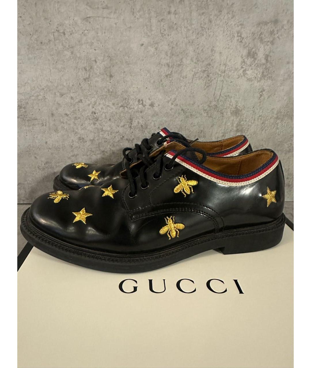 GUCCI KIDS Черные кожаные ботинки, фото 3