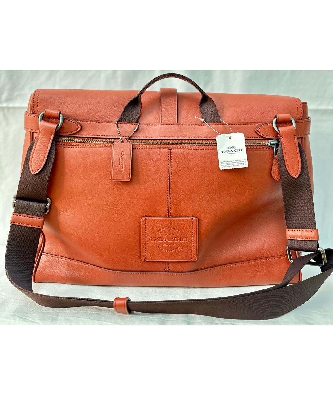 COACH Оранжевый кожаный портфель, фото 2