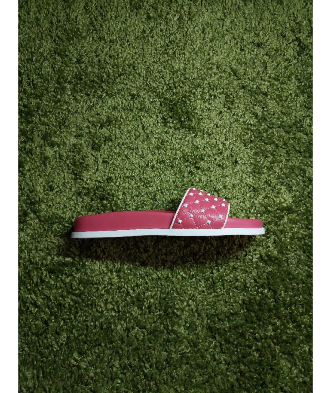 VALENTINO Розовые кожаные шлепанцы, фото 7
