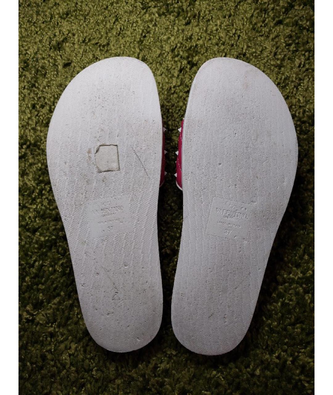 VALENTINO Розовые кожаные шлепанцы, фото 5