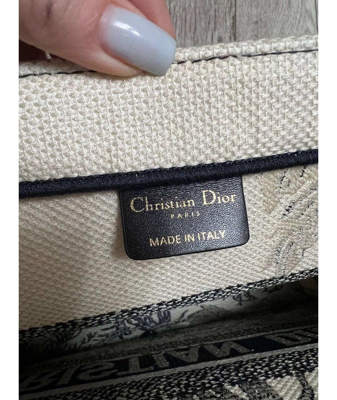 CHRISTIAN DIOR Бежевая жаккардовая сумка тоут, фото 4