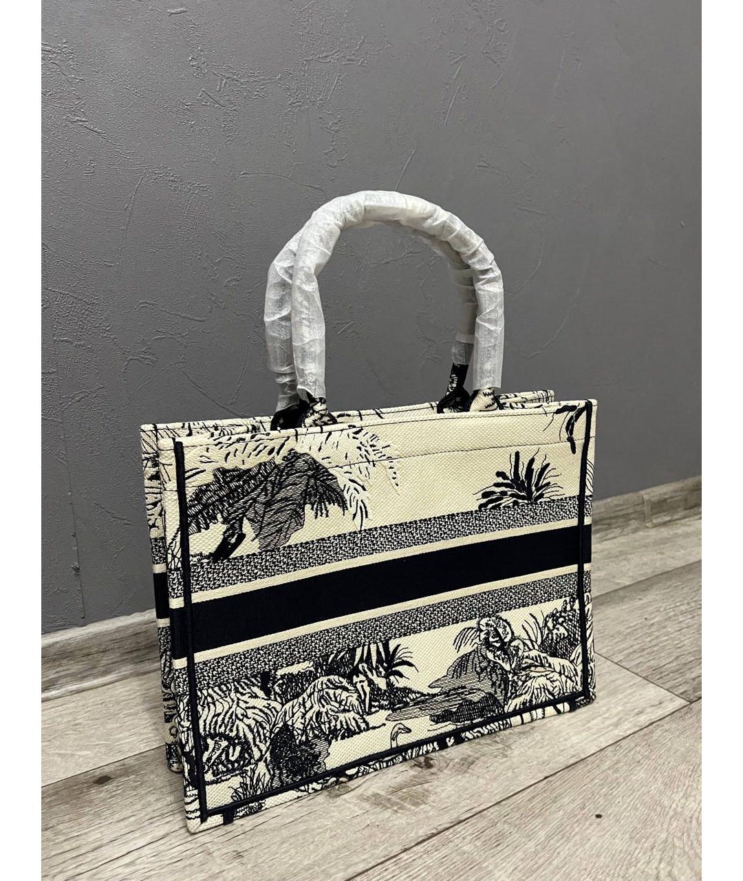 CHRISTIAN DIOR Бежевая жаккардовая сумка тоут, фото 3