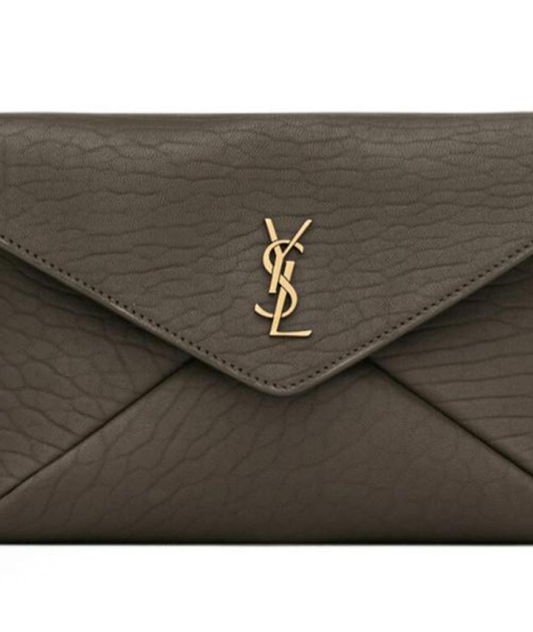 SAINT LAURENT Хаки кожаная сумка через плечо, фото 5