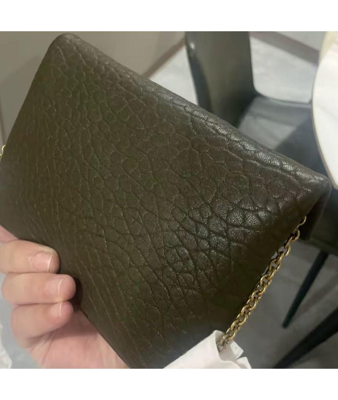 SAINT LAURENT Хаки кожаная сумка через плечо, фото 7