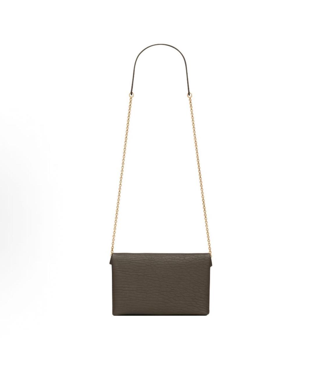 SAINT LAURENT Хаки кожаная сумка через плечо, фото 4