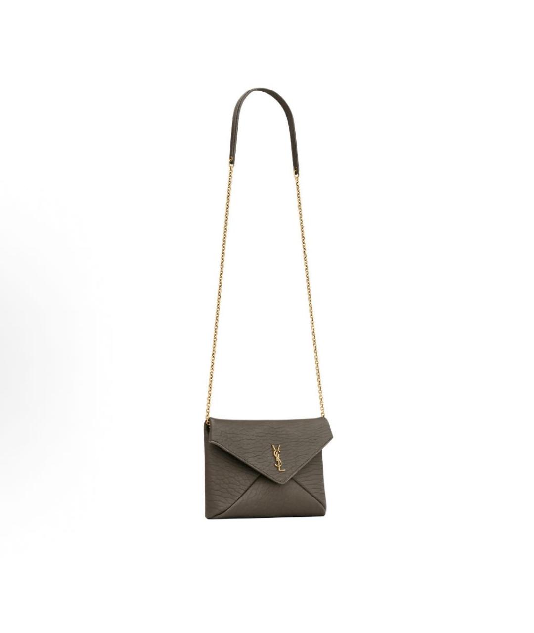 SAINT LAURENT Хаки кожаная сумка через плечо, фото 2