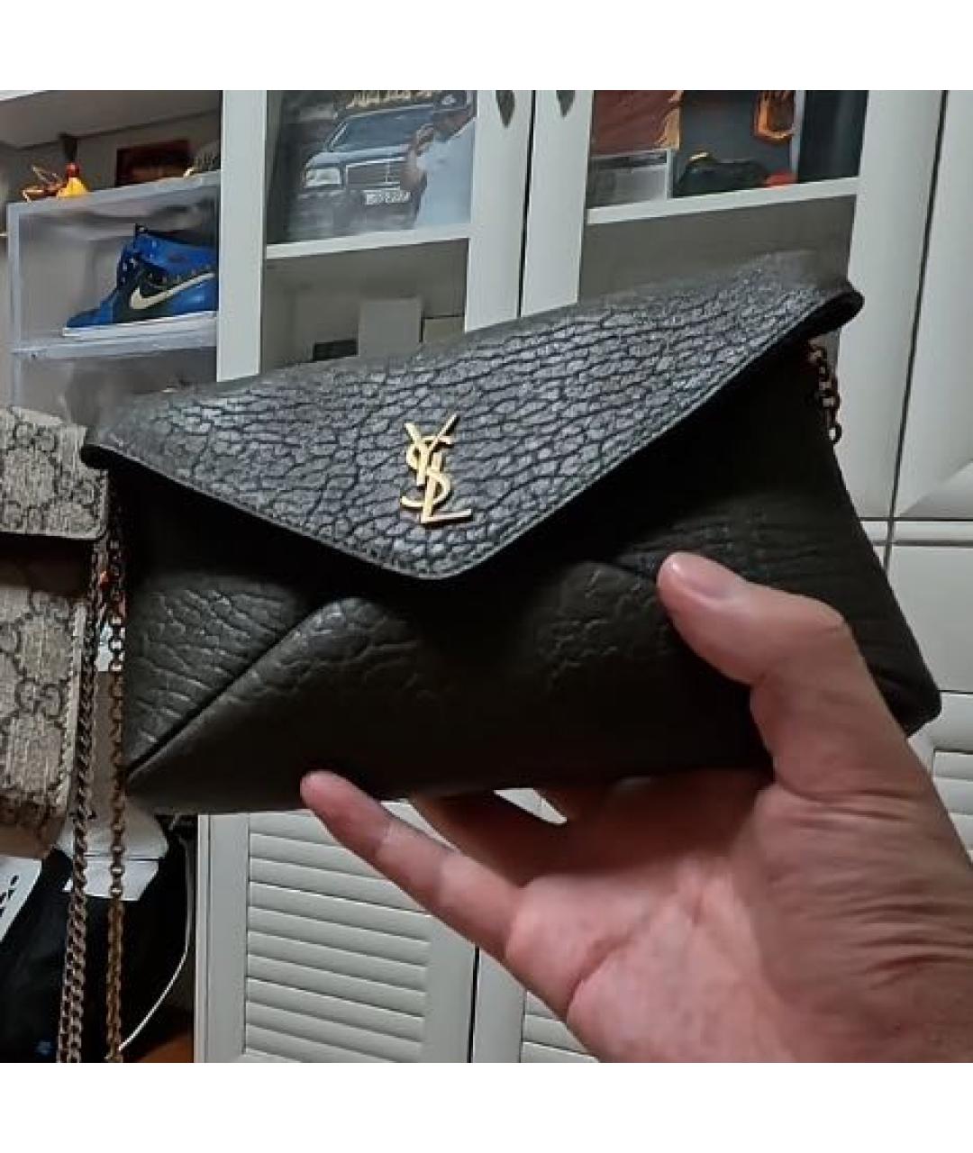 SAINT LAURENT Хаки кожаная сумка через плечо, фото 8