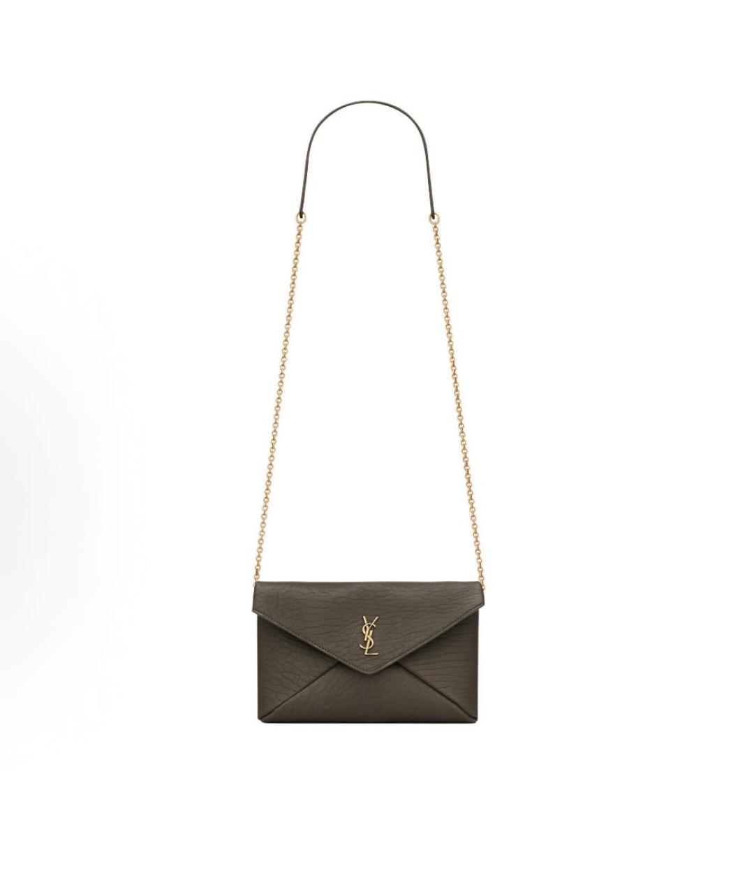 SAINT LAURENT Хаки кожаная сумка через плечо, фото 9