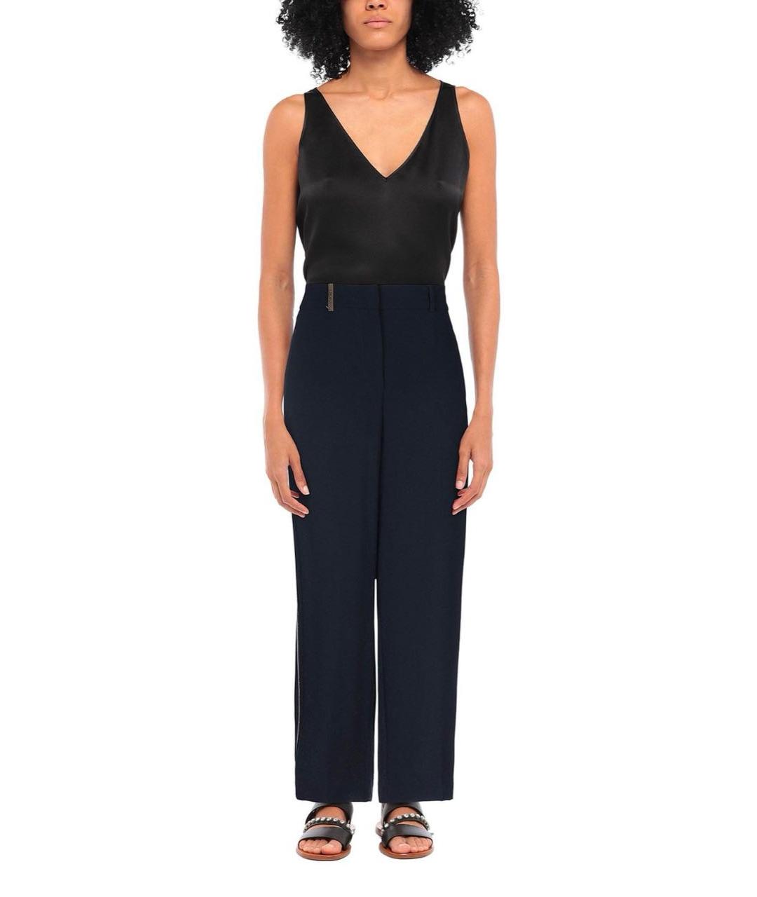 PESERICO Темно-синие полиэстеровые прямые брюки, фото 2