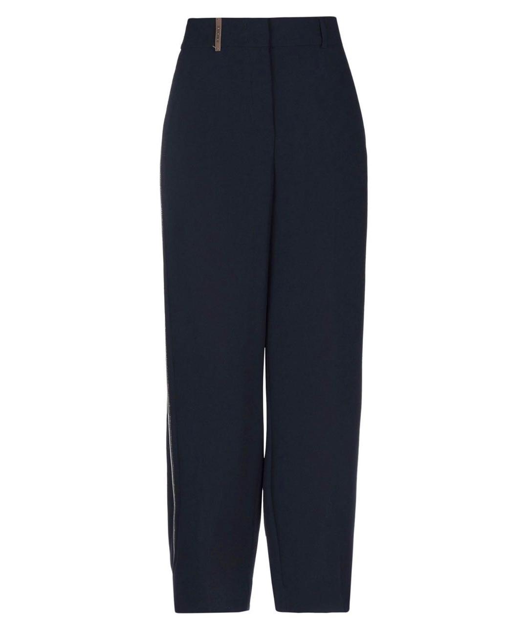 PESERICO Темно-синие полиэстеровые прямые брюки, фото 1