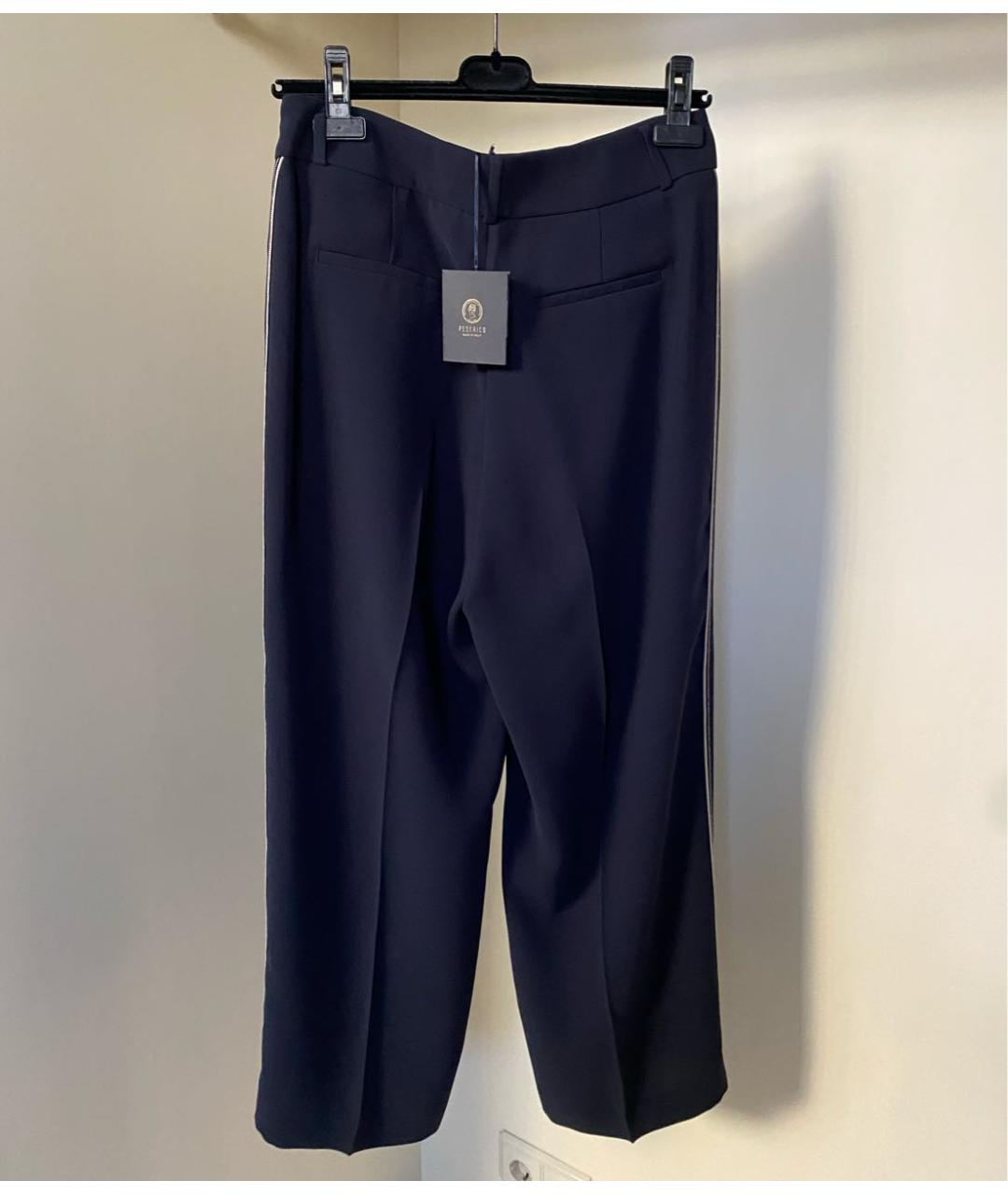 PESERICO Темно-синие полиэстеровые прямые брюки, фото 7