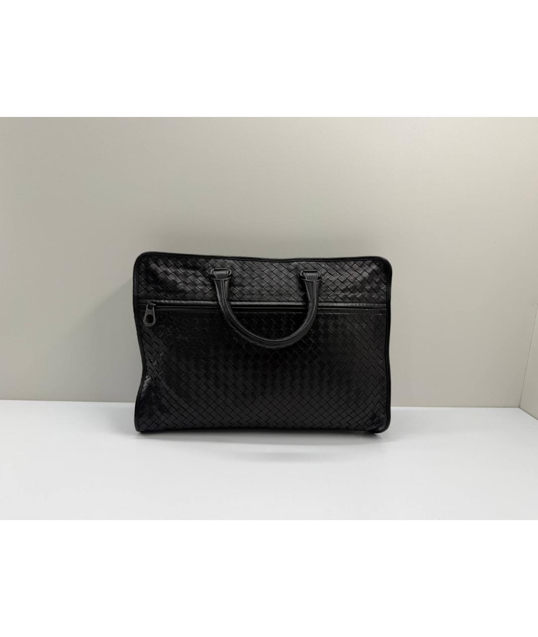 BOTTEGA VENETA Черный кожаный портфель, фото 2
