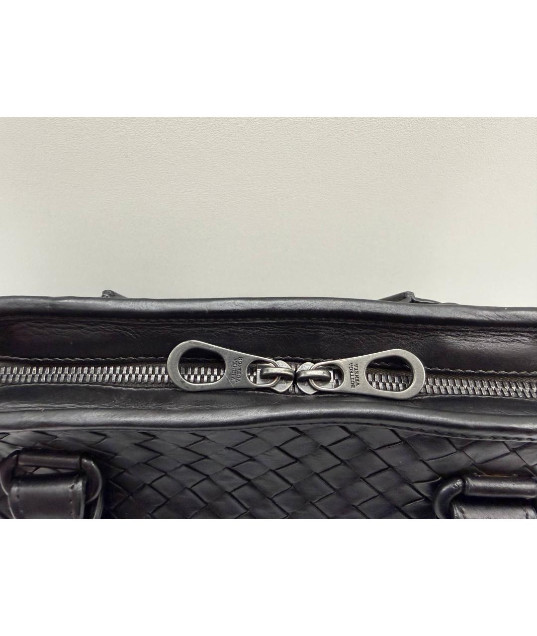 BOTTEGA VENETA Черный кожаный портфель, фото 4