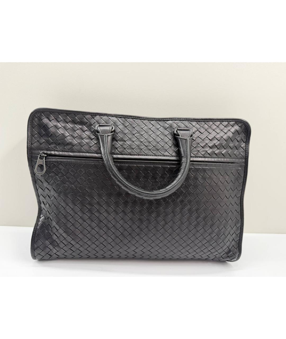 BOTTEGA VENETA Черный кожаный портфель, фото 3