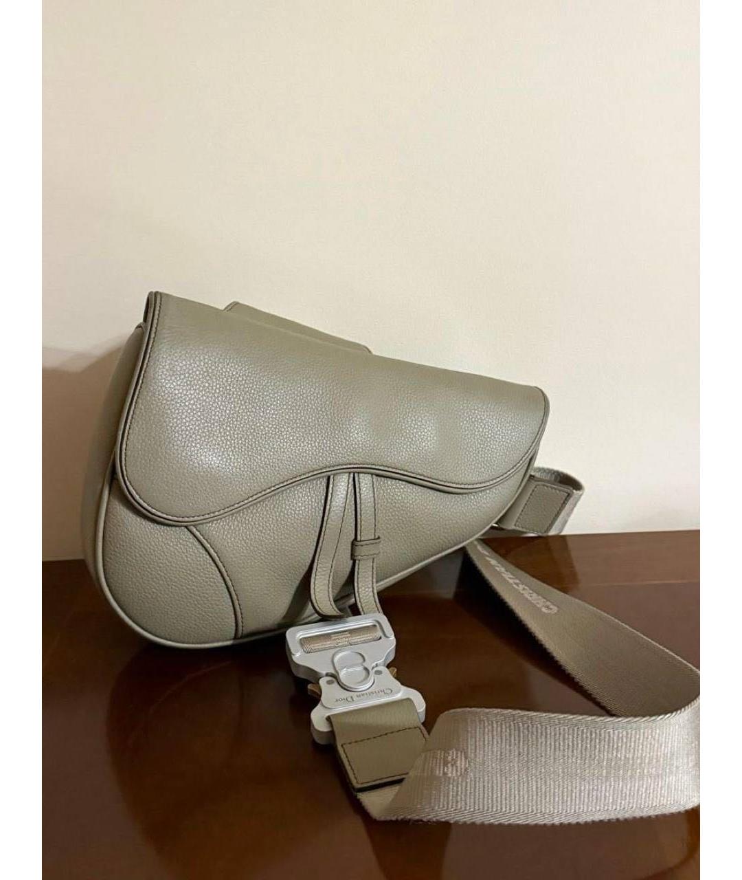 CHRISTIAN DIOR Бежевая кожаная сумка на плечо, фото 2