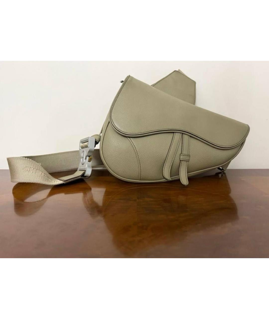 CHRISTIAN DIOR Бежевая кожаная сумка на плечо, фото 3