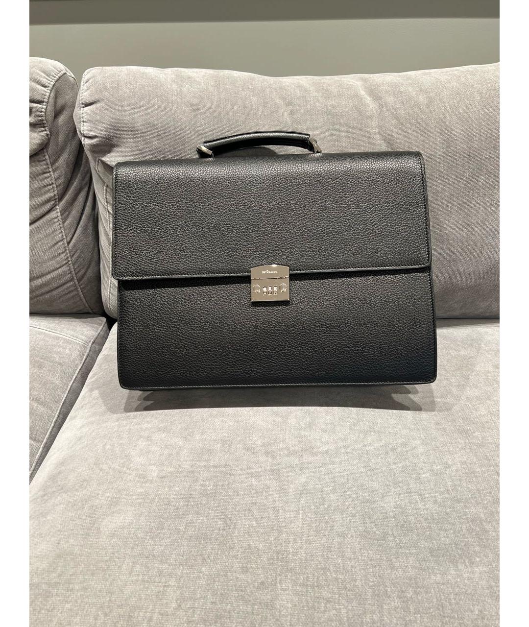 KITON Черный кожаный портфель, фото 7