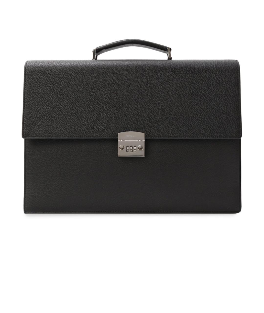 KITON Черный кожаный портфель, фото 1