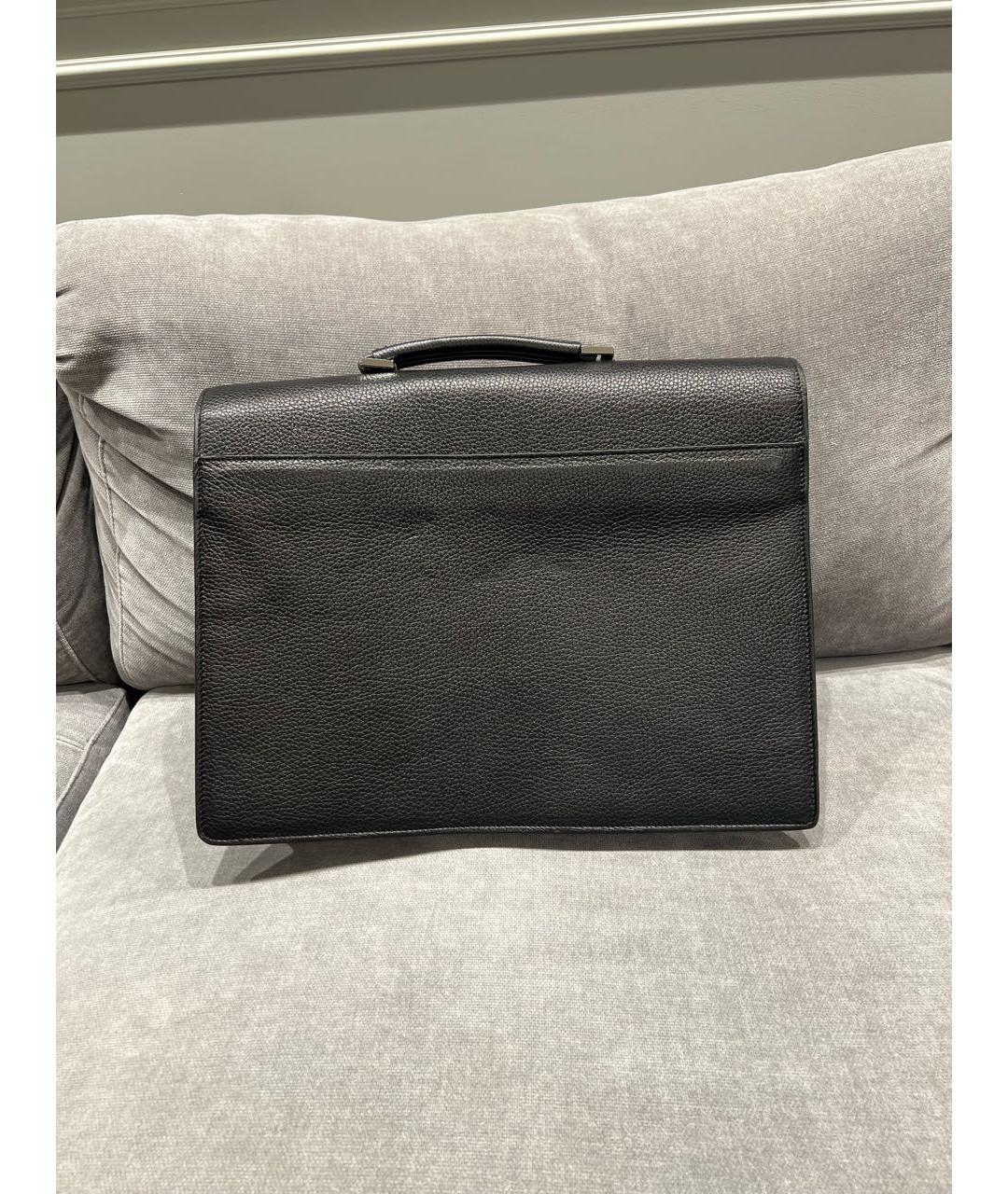 KITON Черный кожаный портфель, фото 3