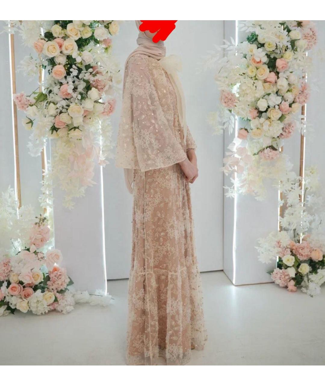 SELF-PORTRAIT Бежевое кружевное вечернее платье, фото 4