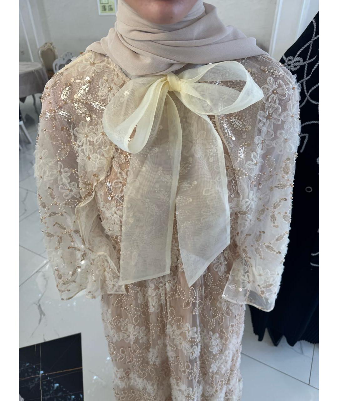 SELF-PORTRAIT Бежевое кружевное вечернее платье, фото 2