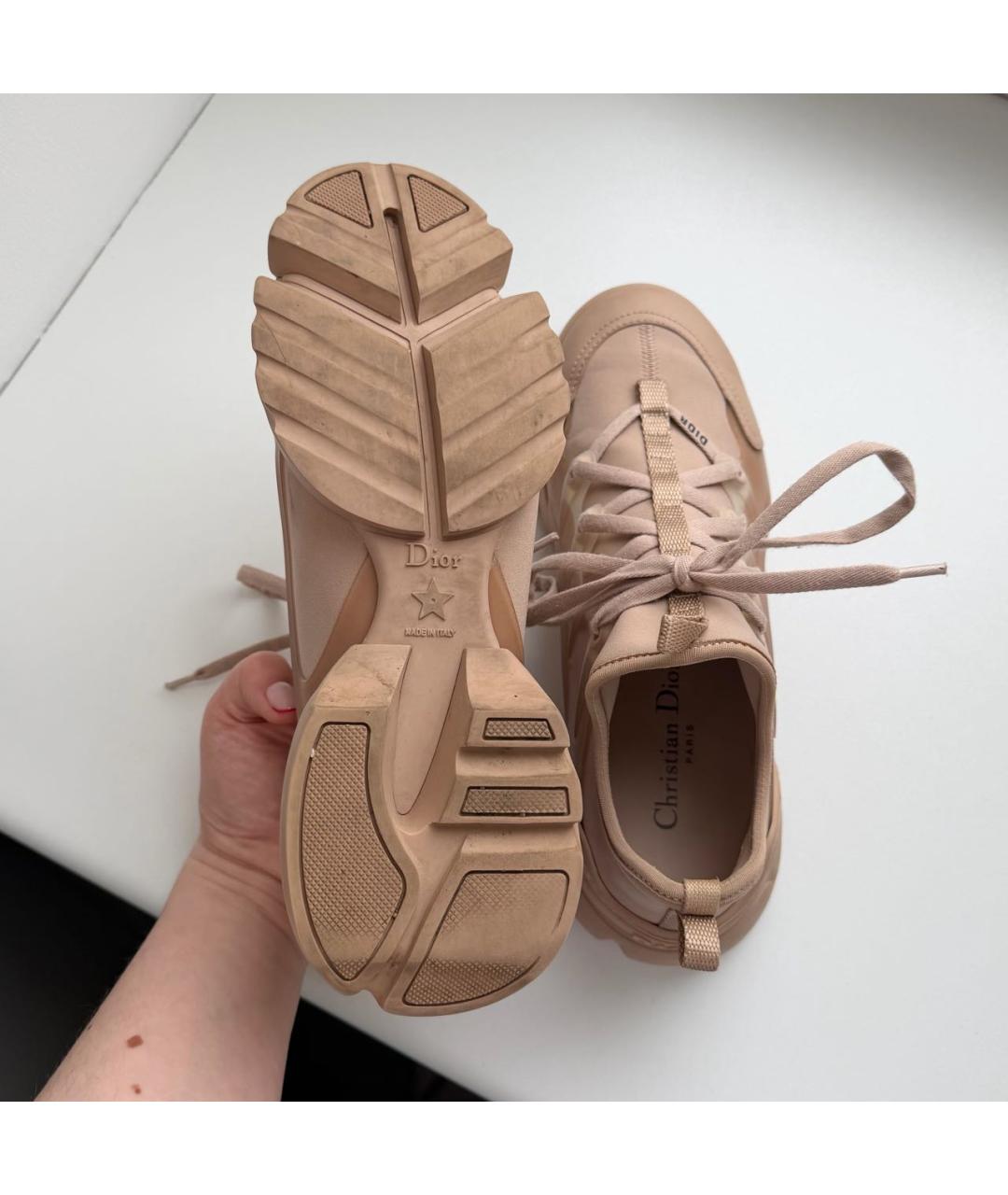 CHRISTIAN DIOR Бежевые текстильные кроссовки, фото 5