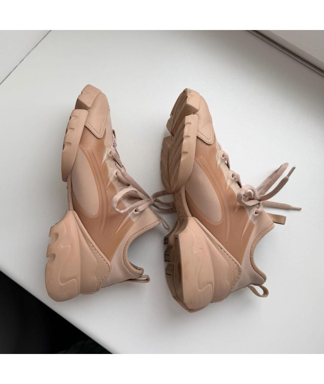 CHRISTIAN DIOR Бежевые текстильные кроссовки, фото 6