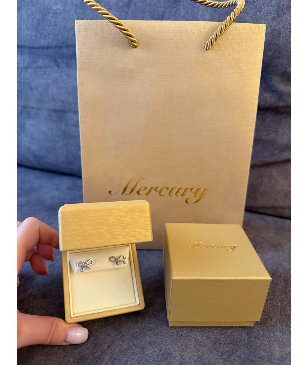 MERCURY Серебряные серьги из белого золота, фото 2