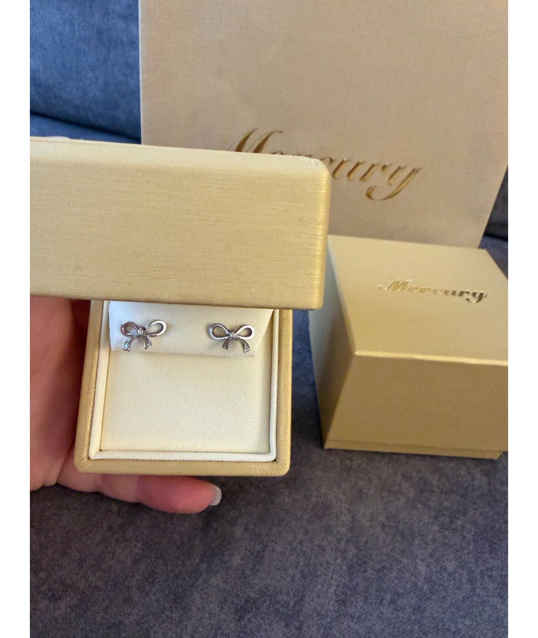MERCURY Серебряные серьги из белого золота, фото 3